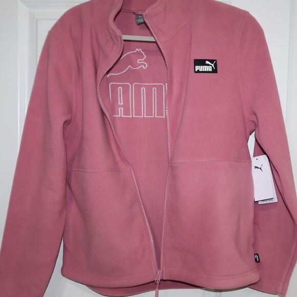 PUMA Women’s Pink Full-Zip Fleece Jacket Size Medium or Large NWT - Picture 1 of 12